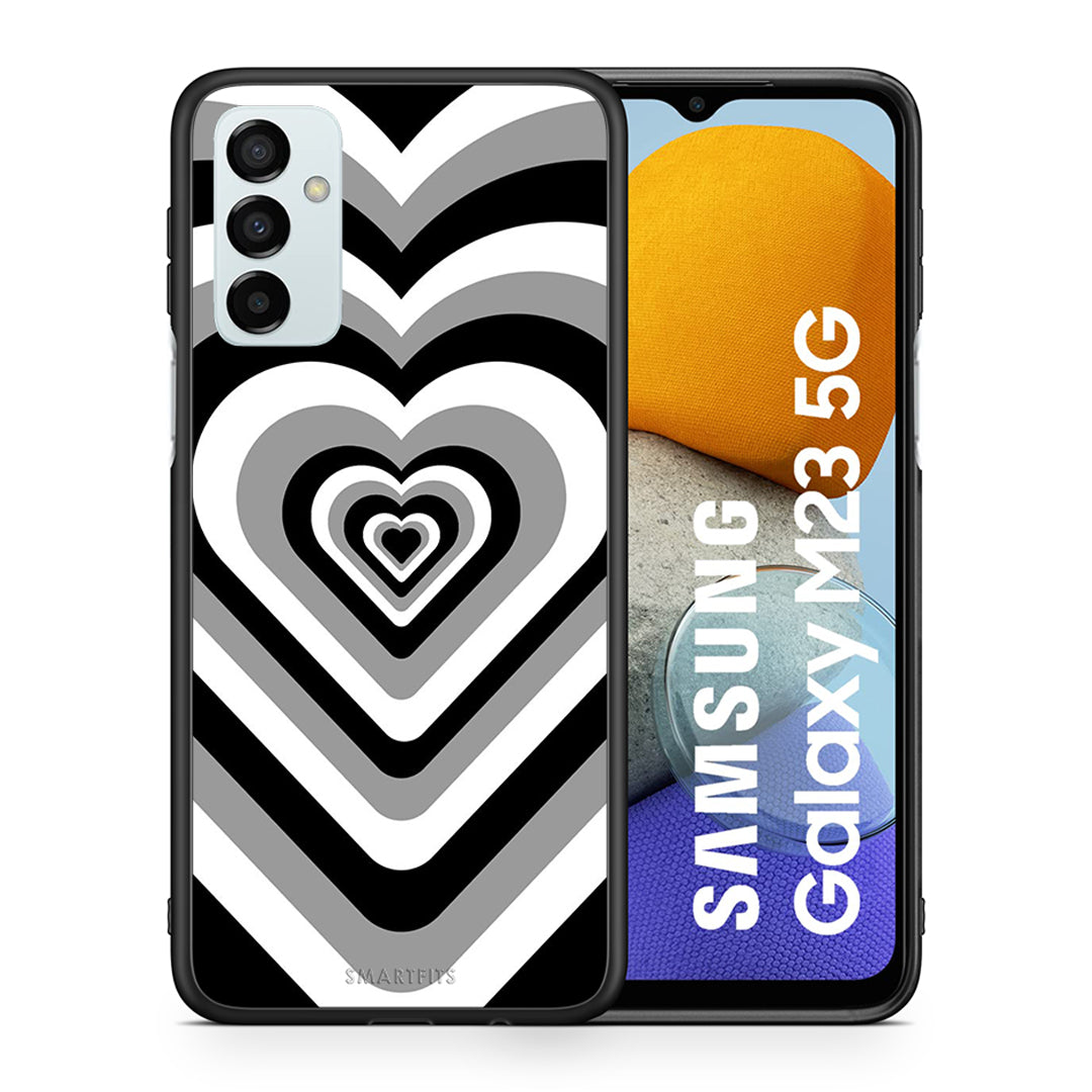 Θήκη Samsung M23 Black Hearts από τη Smartfits με σχέδιο στο πίσω μέρος και μαύρο περίβλημα | Samsung M23 Black Hearts case with colorful back and black bezels