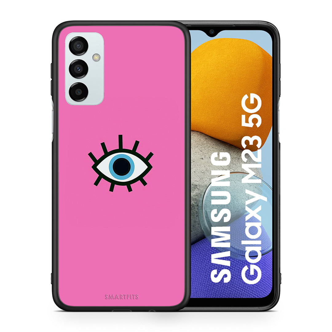 Θήκη Samsung M23 Blue Eye Pink από τη Smartfits με σχέδιο στο πίσω μέρος και μαύρο περίβλημα | Samsung M23 Blue Eye Pink case with colorful back and black bezels