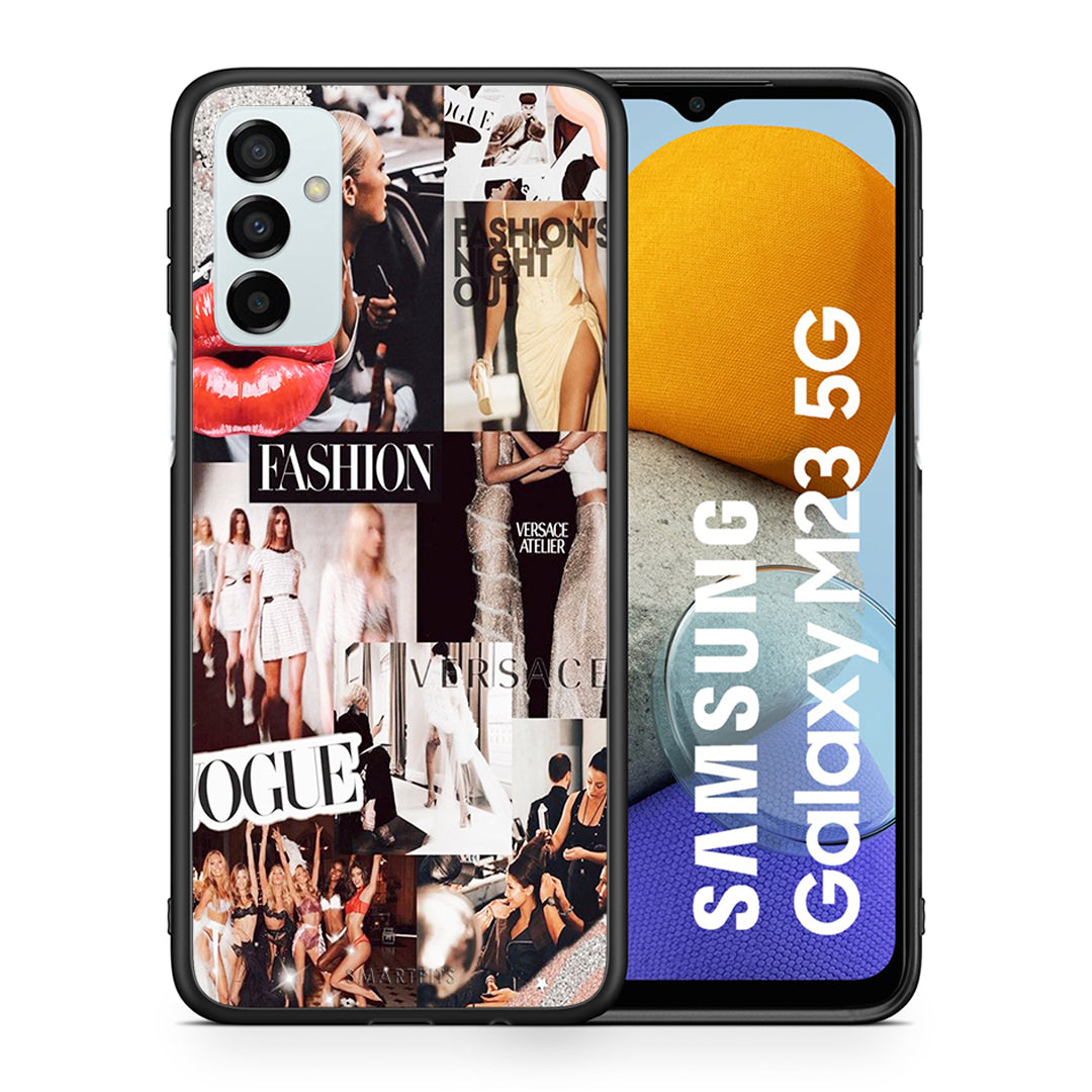 Θήκη Αγίου Βαλεντίνου Samsung M23 Collage Fashion από τη Smartfits με σχέδιο στο πίσω μέρος και μαύρο περίβλημα | Samsung M23 Collage Fashion case with colorful back and black bezels