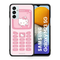 Thumbnail for Θήκη Αγίου Βαλεντίνου Samsung M23 Hello Kitten από τη Smartfits με σχέδιο στο πίσω μέρος και μαύρο περίβλημα | Samsung M23 Hello Kitten case with colorful back and black bezels