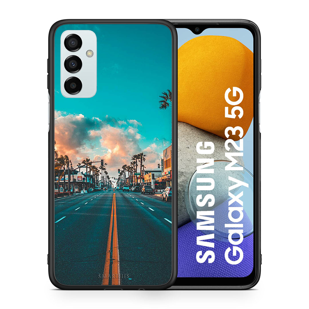 Θήκη Samsung M23 City Landscape από τη Smartfits με σχέδιο στο πίσω μέρος και μαύρο περίβλημα | Samsung M23 City Landscape case with colorful back and black bezels
