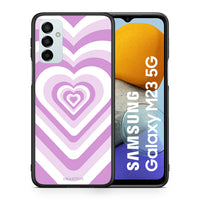 Thumbnail for Θήκη Samsung M23 Lilac Hearts από τη Smartfits με σχέδιο στο πίσω μέρος και μαύρο περίβλημα | Samsung M23 Lilac Hearts case with colorful back and black bezels