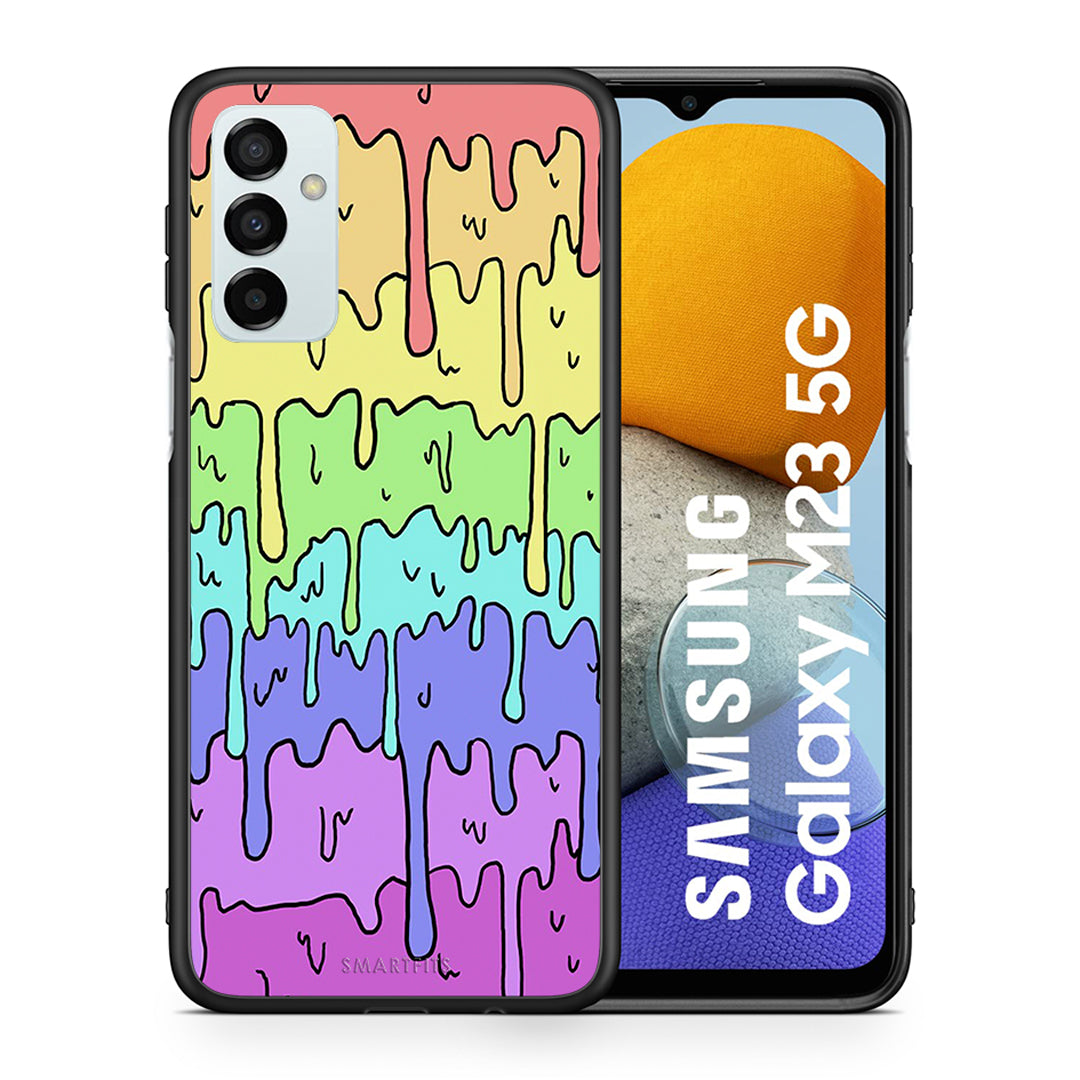 Θήκη Samsung M23 Melting Rainbow από τη Smartfits με σχέδιο στο πίσω μέρος και μαύρο περίβλημα | Samsung M23 Melting Rainbow case with colorful back and black bezels
