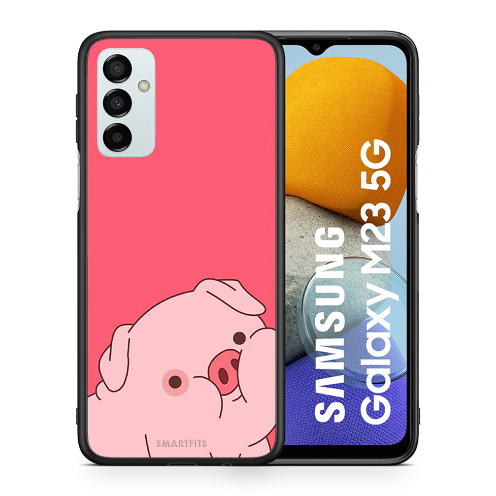 Θήκη Αγίου Βαλεντίνου Samsung M23 Pig Love 1 από τη Smartfits με σχέδιο στο πίσω μέρος και μαύρο περίβλημα | Samsung M23 Pig Love 1 case with colorful back and black bezels