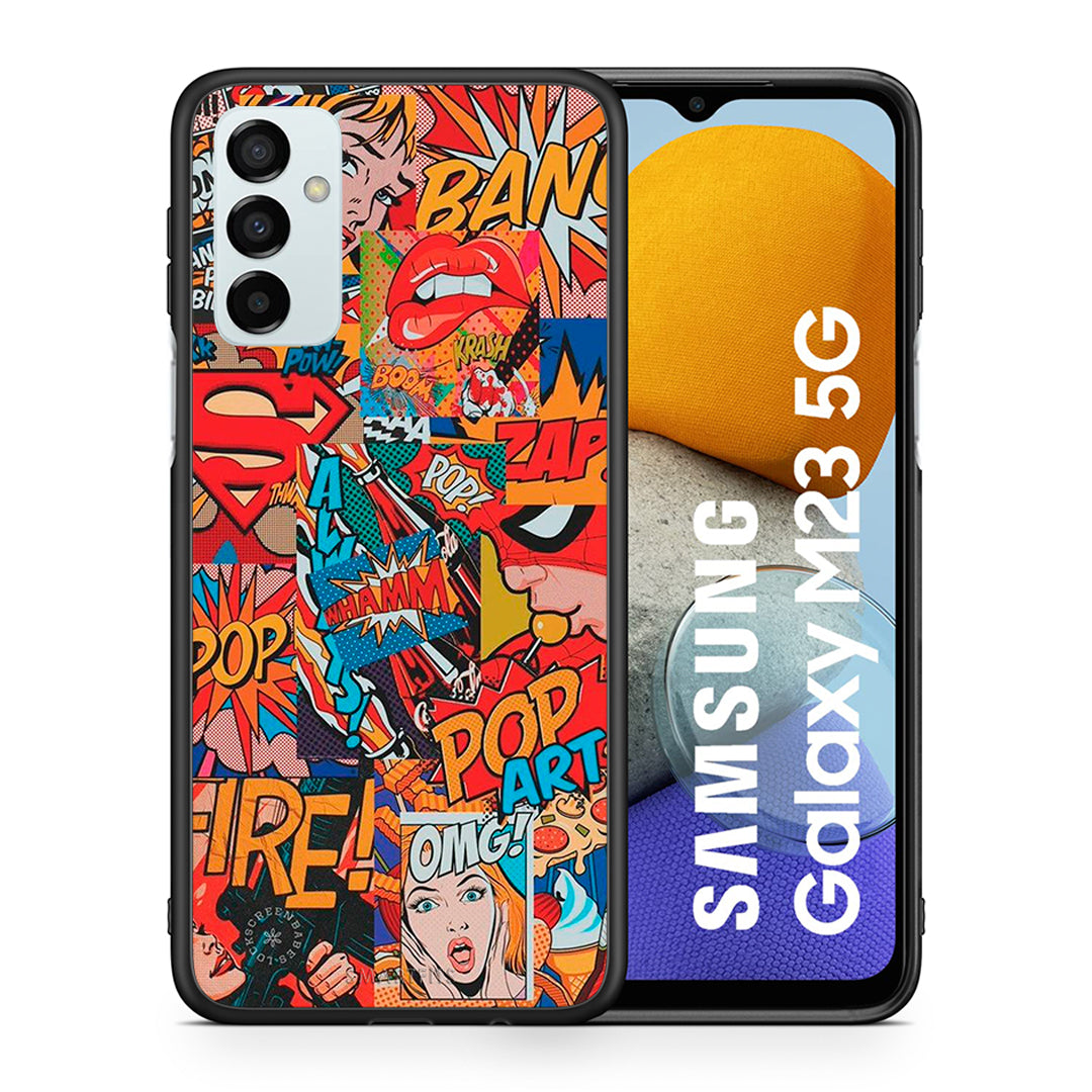 Θήκη Samsung M23 PopArt OMG από τη Smartfits με σχέδιο στο πίσω μέρος και μαύρο περίβλημα | Samsung M23 PopArt OMG case with colorful back and black bezels