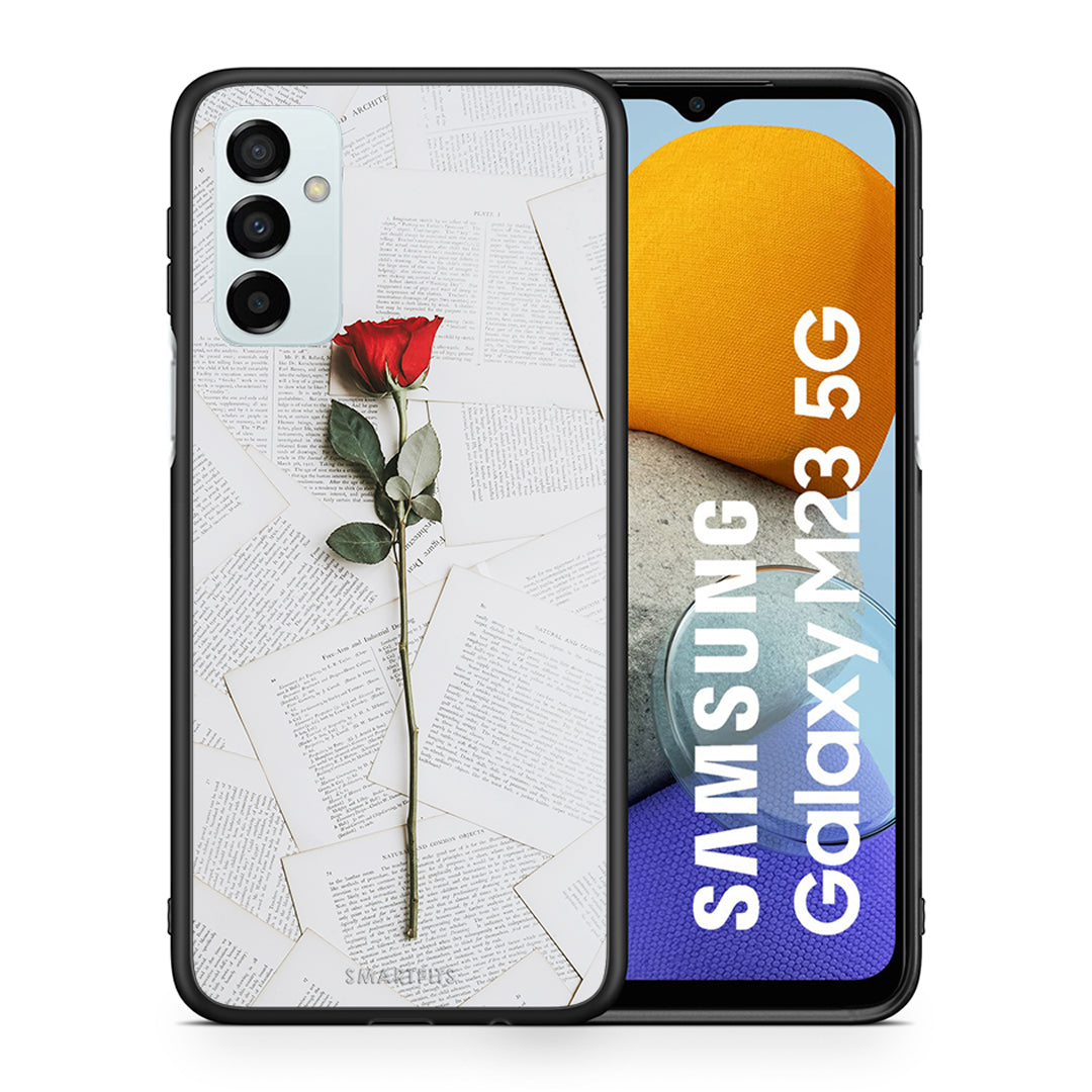 Θήκη Samsung M23 Red Rose από τη Smartfits με σχέδιο στο πίσω μέρος και μαύρο περίβλημα | Samsung M23 Red Rose case with colorful back and black bezels