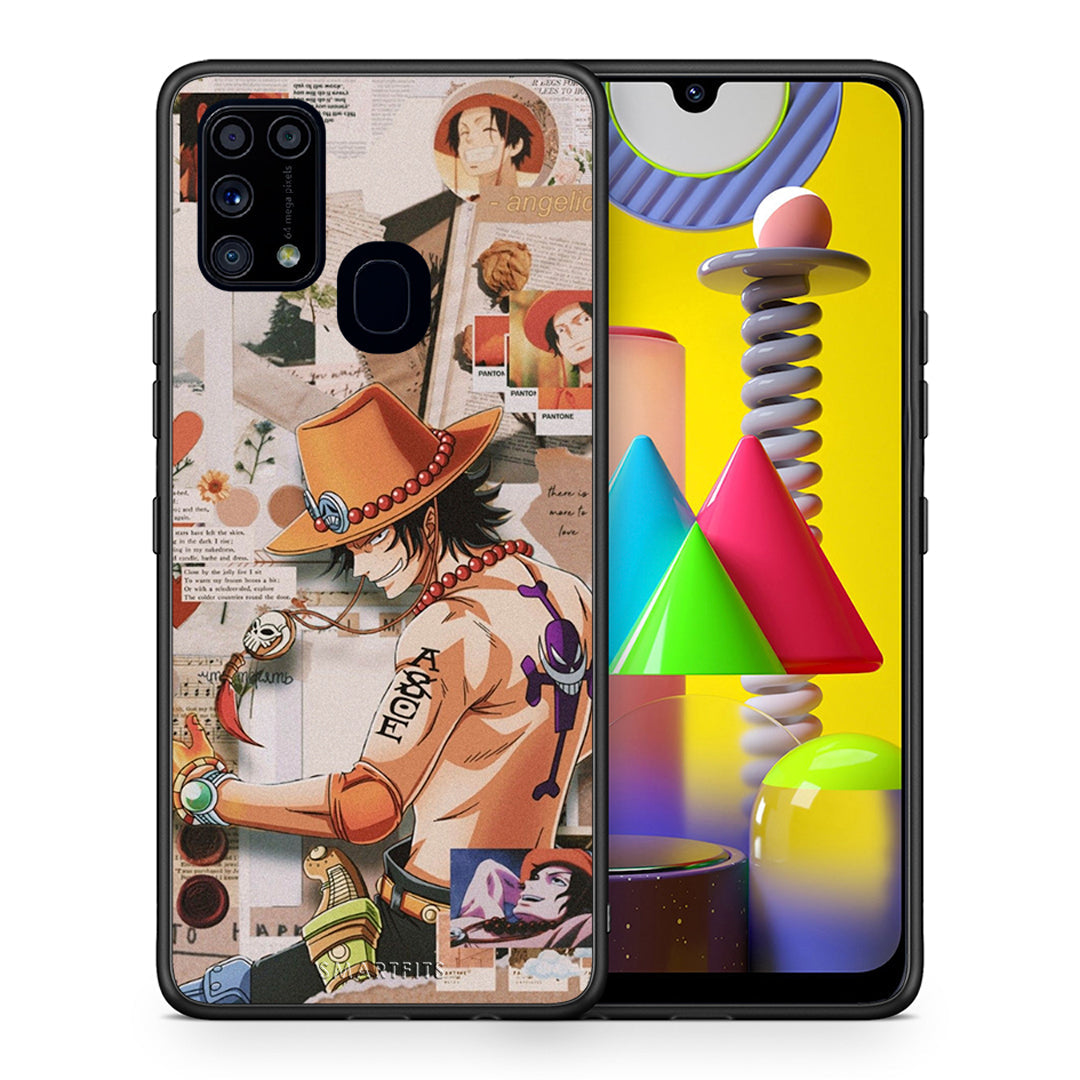 Θήκη Samsung M31 Anime Collage από τη Smartfits με σχέδιο στο πίσω μέρος και μαύρο περίβλημα | Samsung M31 Anime Collage case with colorful back and black bezels