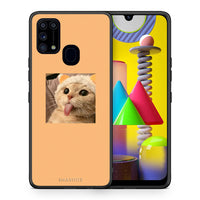 Thumbnail for Θήκη Samsung M31 Cat Tongue από τη Smartfits με σχέδιο στο πίσω μέρος και μαύρο περίβλημα | Samsung M31 Cat Tongue case with colorful back and black bezels