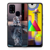 Thumbnail for Θήκη Samsung M31 Tiger Cute από τη Smartfits με σχέδιο στο πίσω μέρος και μαύρο περίβλημα | Samsung M31 Tiger Cute case with colorful back and black bezels