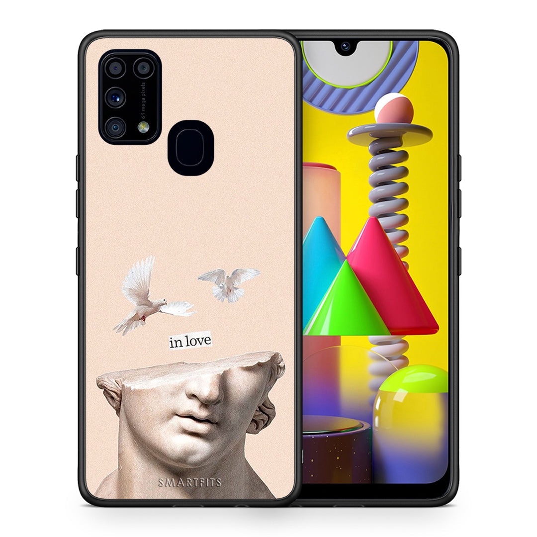 Θήκη Samsung M31 In Love από τη Smartfits με σχέδιο στο πίσω μέρος και μαύρο περίβλημα | Samsung M31 In Love case with colorful back and black bezels