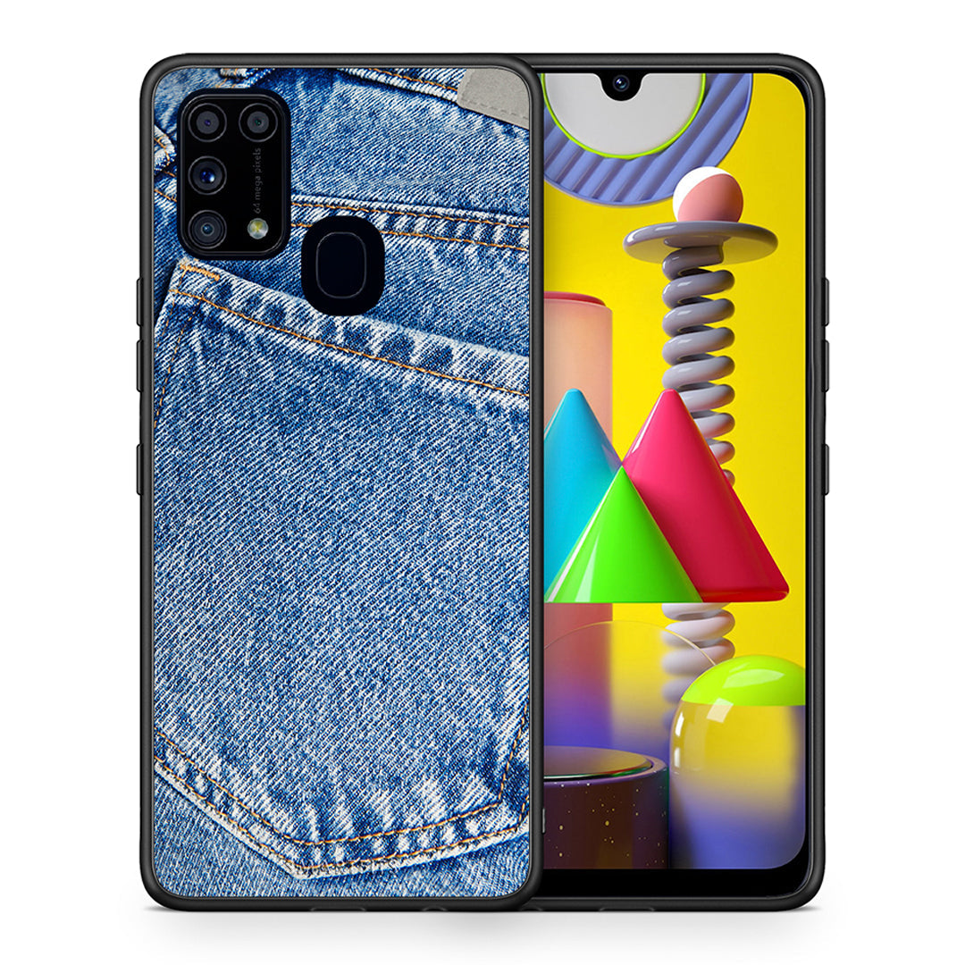 Θήκη Samsung M31 Jeans Pocket από τη Smartfits με σχέδιο στο πίσω μέρος και μαύρο περίβλημα | Samsung M31 Jeans Pocket case with colorful back and black bezels