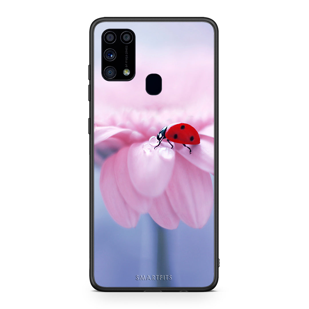 Samsung M31 Ladybug Flower θήκη από τη Smartfits με σχέδιο στο πίσω μέρος και μαύρο περίβλημα | Smartphone case with colorful back and black bezels by Smartfits