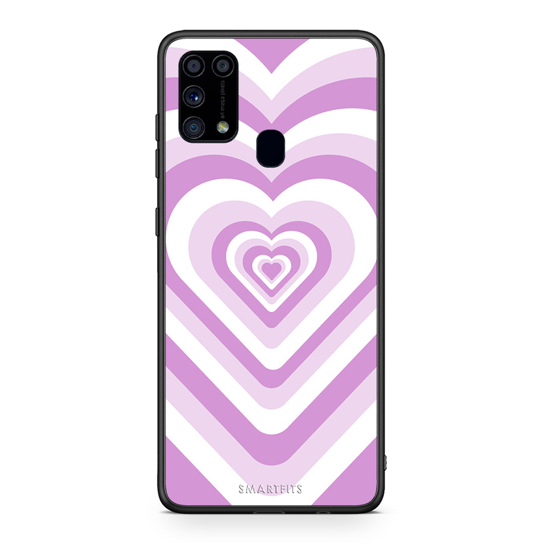 Samsung M31 Lilac Hearts θήκη από τη Smartfits με σχέδιο στο πίσω μέρος και μαύρο περίβλημα | Smartphone case with colorful back and black bezels by Smartfits