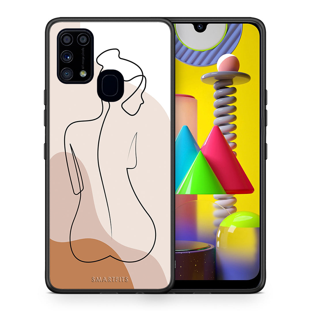 Θήκη Samsung M31 LineArt Woman από τη Smartfits με σχέδιο στο πίσω μέρος και μαύρο περίβλημα | Samsung M31 LineArt Woman case with colorful back and black bezels