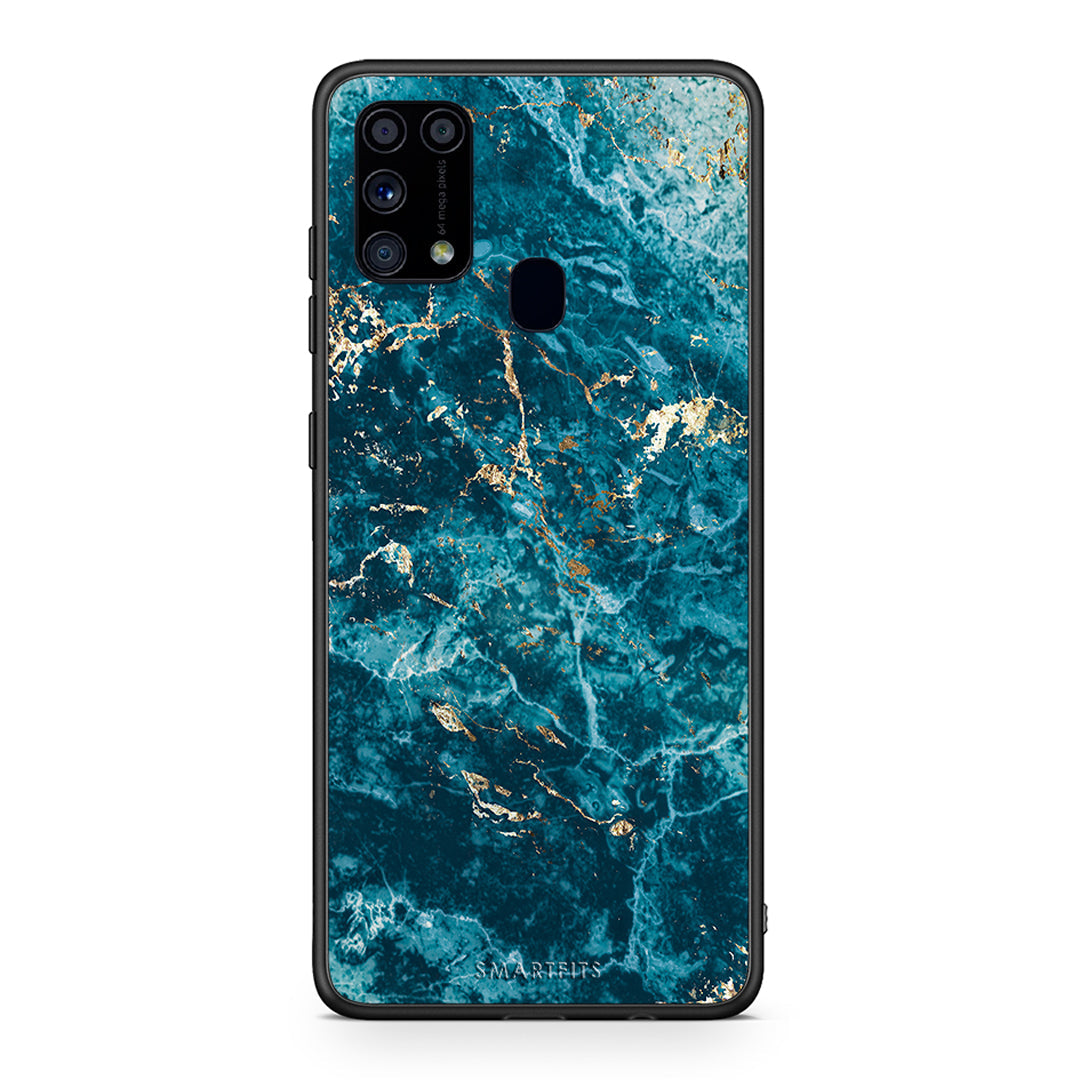 Samsung M31 Marble Blue θήκη από τη Smartfits με σχέδιο στο πίσω μέρος και μαύρο περίβλημα | Smartphone case with colorful back and black bezels by Smartfits