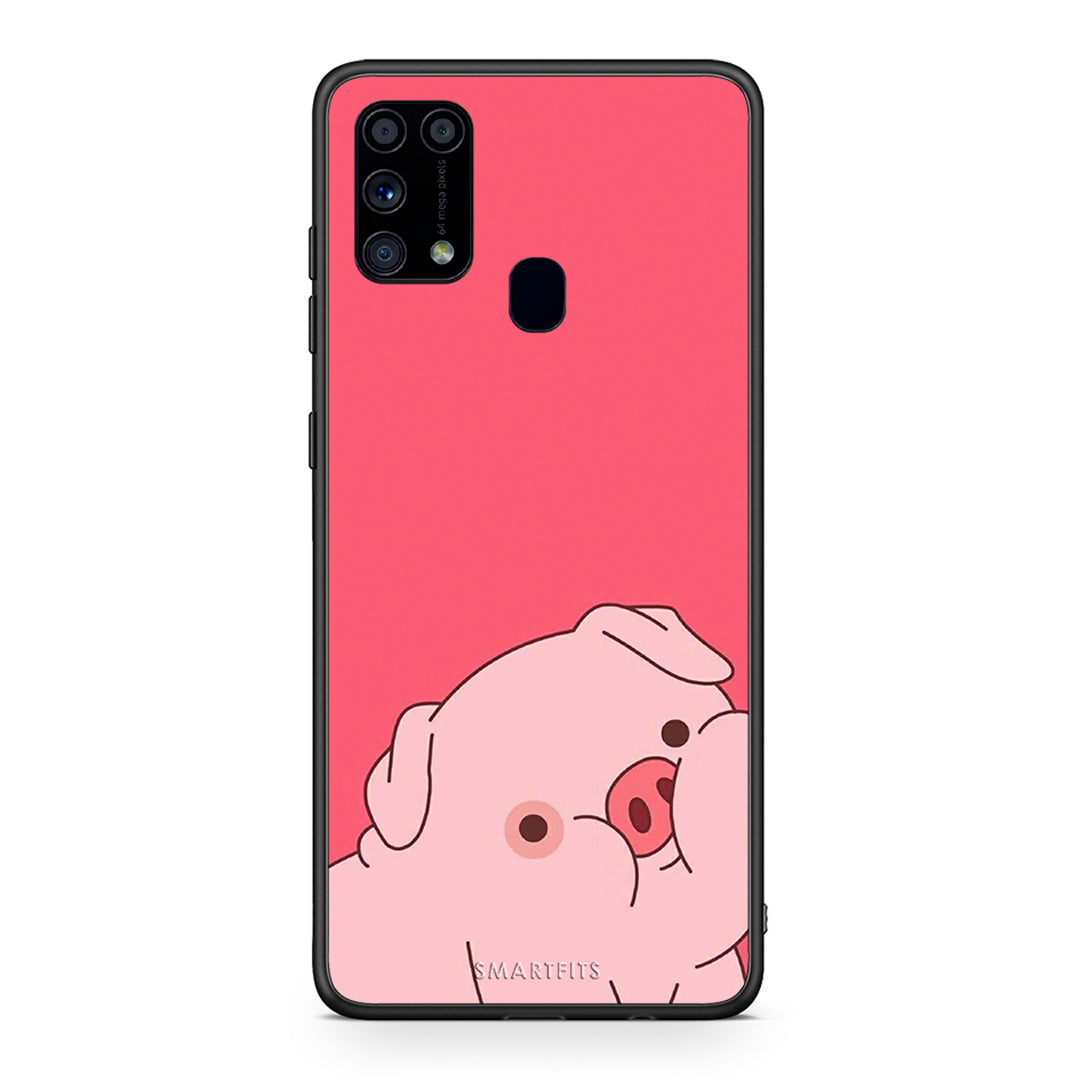 Samsung M31 Pig Love 1 Θήκη Αγίου Βαλεντίνου από τη Smartfits με σχέδιο στο πίσω μέρος και μαύρο περίβλημα | Smartphone case with colorful back and black bezels by Smartfits