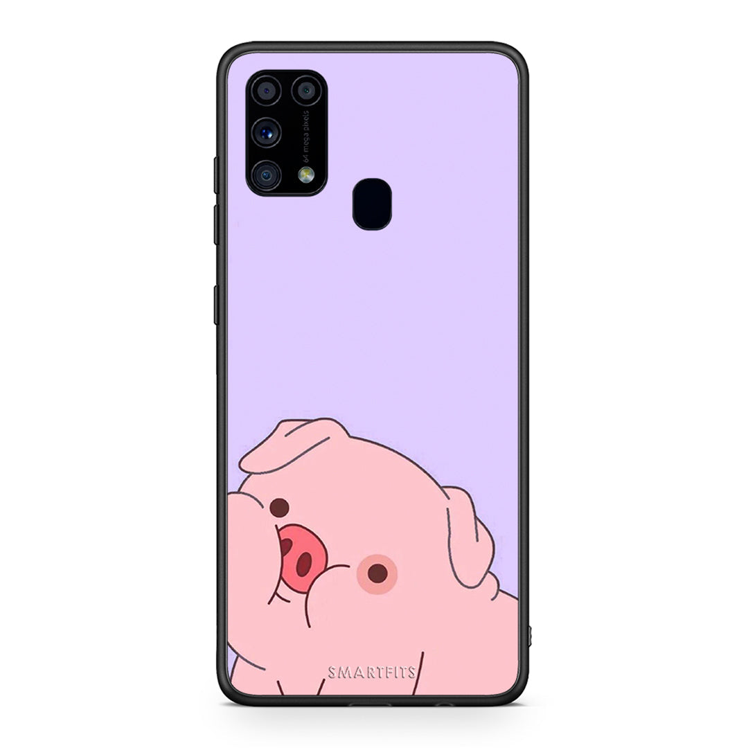 Samsung M31 Pig Love 2 Θήκη Αγίου Βαλεντίνου από τη Smartfits με σχέδιο στο πίσω μέρος και μαύρο περίβλημα | Smartphone case with colorful back and black bezels by Smartfits