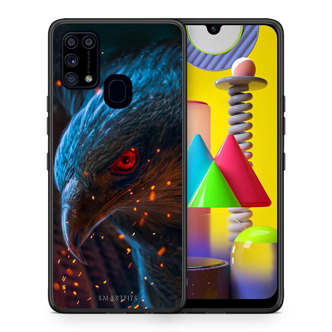 Θήκη Samsung M31 Eagle PopArt από τη Smartfits με σχέδιο στο πίσω μέρος και μαύρο περίβλημα | Samsung M31 Eagle PopArt case with colorful back and black bezels