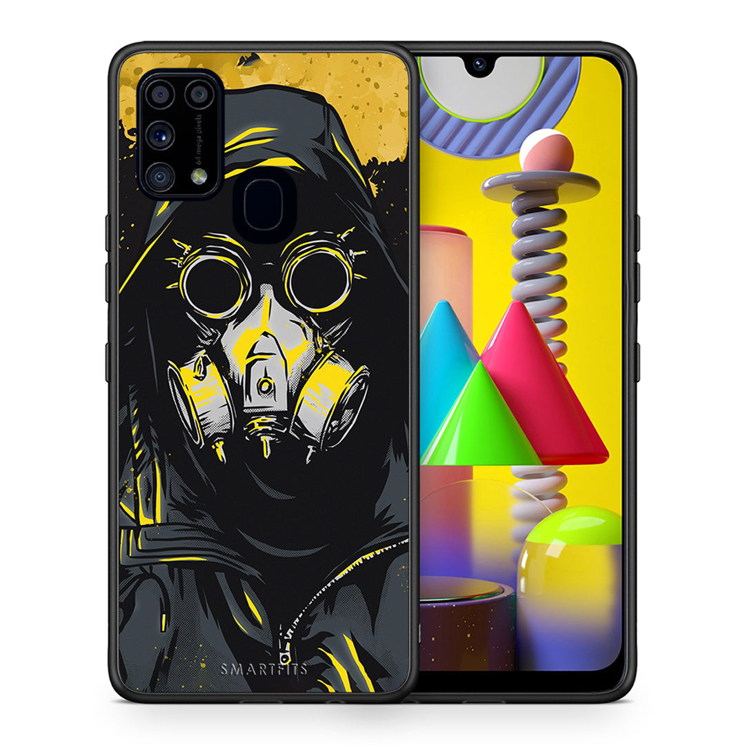 Θήκη Samsung M31 Mask PopArt από τη Smartfits με σχέδιο στο πίσω μέρος και μαύρο περίβλημα | Samsung M31 Mask PopArt case with colorful back and black bezels