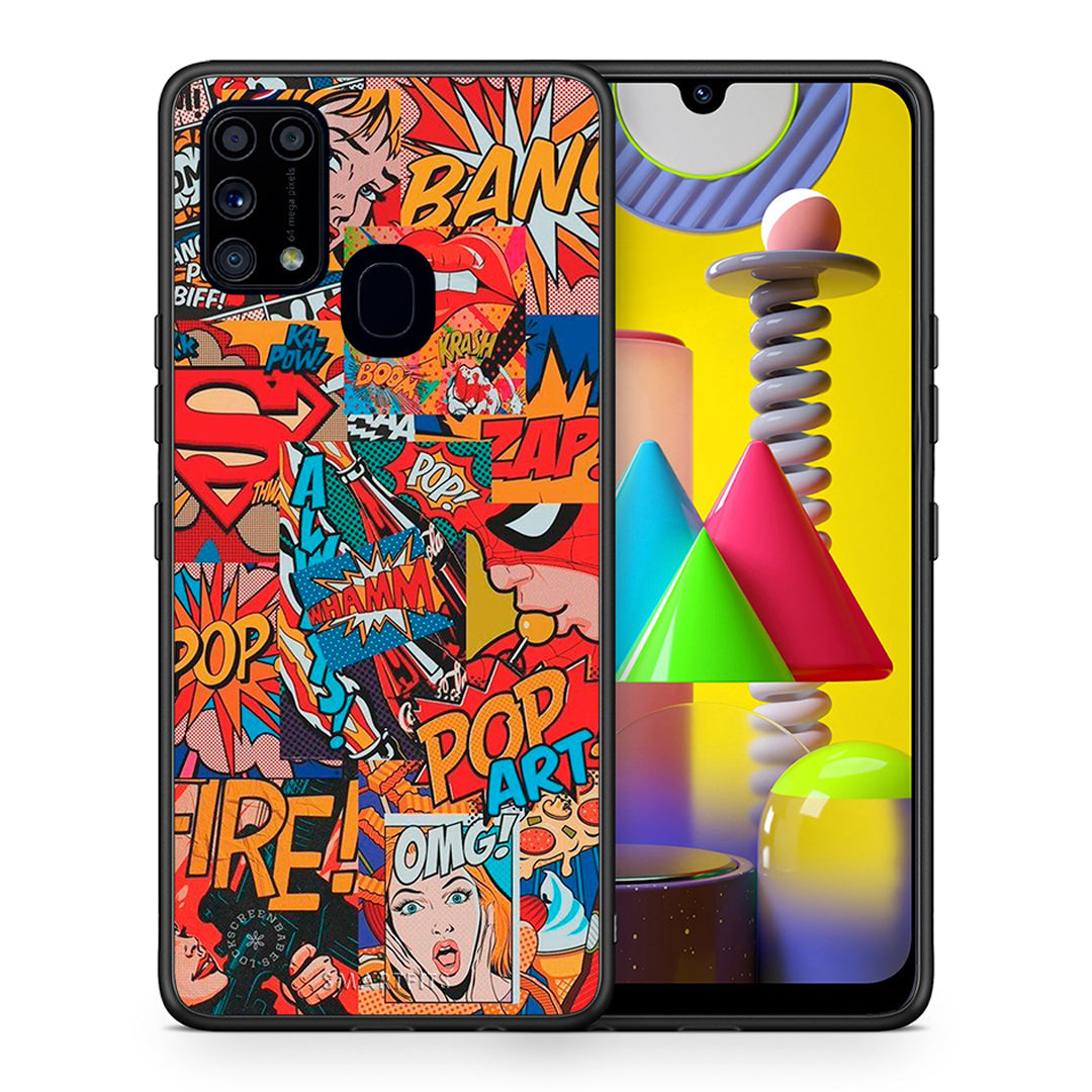 Θήκη Samsung M31 PopArt OMG από τη Smartfits με σχέδιο στο πίσω μέρος και μαύρο περίβλημα | Samsung M31 PopArt OMG case with colorful back and black bezels