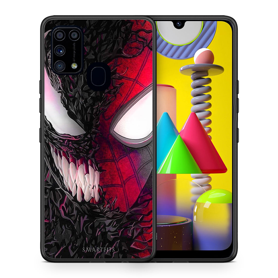 Θήκη Samsung M31 SpiderVenom PopArt από τη Smartfits με σχέδιο στο πίσω μέρος και μαύρο περίβλημα | Samsung M31 SpiderVenom PopArt case with colorful back and black bezels