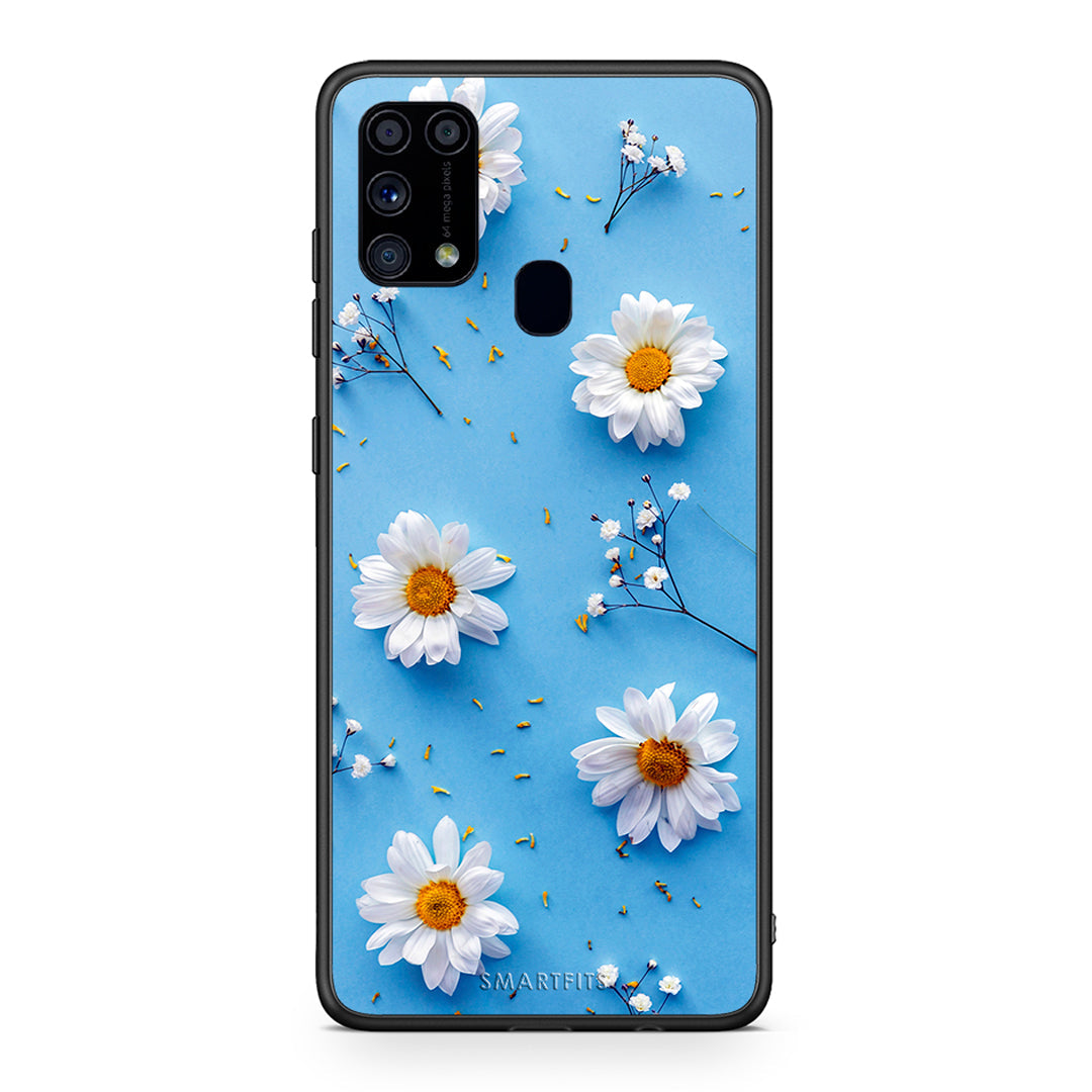 Samsung M31 Real Daisies θήκη από τη Smartfits με σχέδιο στο πίσω μέρος και μαύρο περίβλημα | Smartphone case with colorful back and black bezels by Smartfits