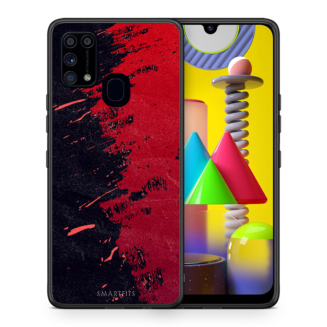 Θήκη Αγίου Βαλεντίνου Samsung M31 Red Paint από τη Smartfits με σχέδιο στο πίσω μέρος και μαύρο περίβλημα | Samsung M31 Red Paint case with colorful back and black bezels