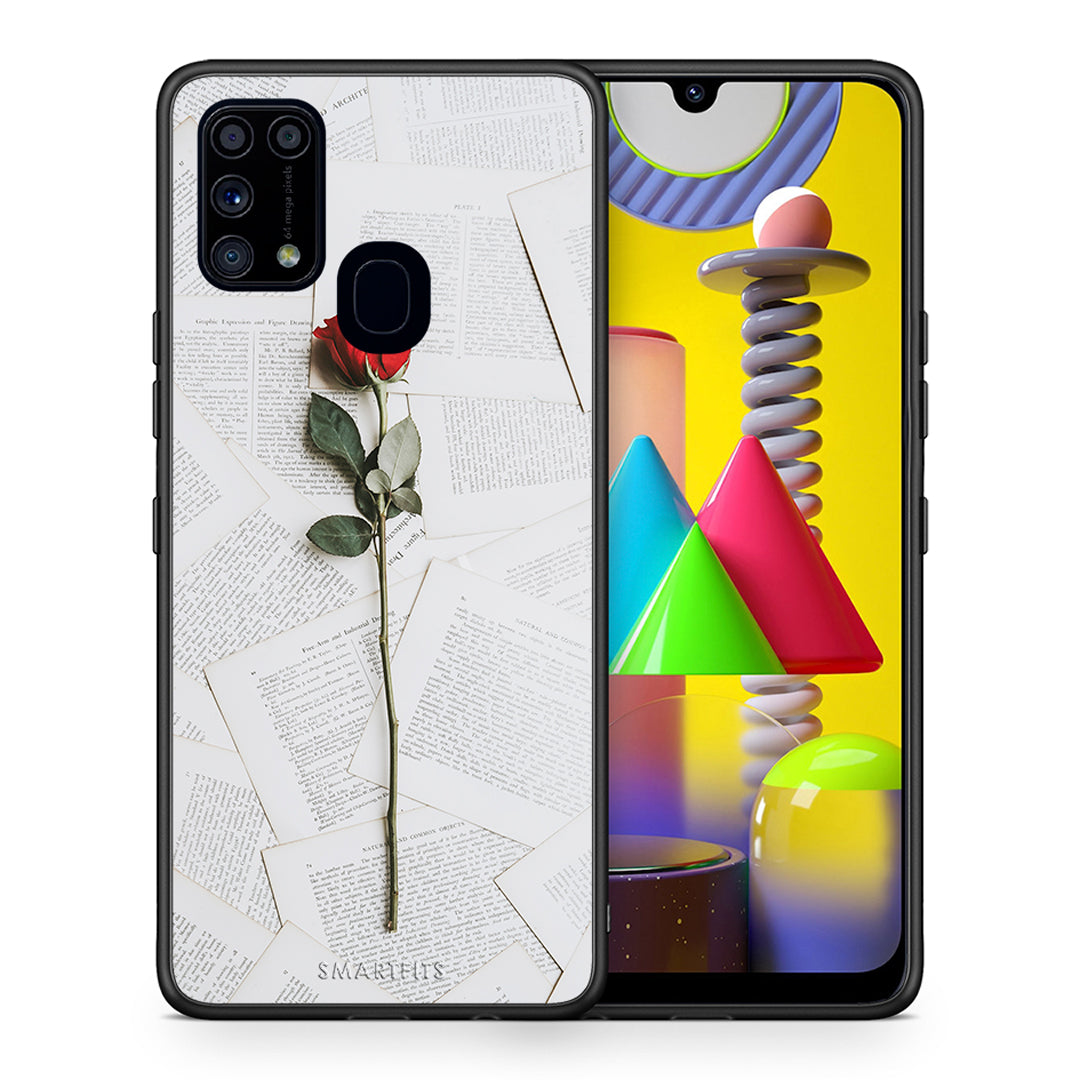 Θήκη Samsung M31 Red Rose από τη Smartfits με σχέδιο στο πίσω μέρος και μαύρο περίβλημα | Samsung M31 Red Rose case with colorful back and black bezels