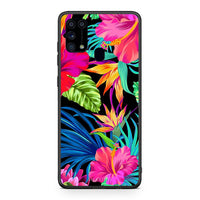 Thumbnail for Samsung M31 Tropical Flowers θήκη από τη Smartfits με σχέδιο στο πίσω μέρος και μαύρο περίβλημα | Smartphone case with colorful back and black bezels by Smartfits