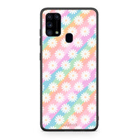 Thumbnail for Samsung M31 White Daisies θήκη από τη Smartfits με σχέδιο στο πίσω μέρος και μαύρο περίβλημα | Smartphone case with colorful back and black bezels by Smartfits