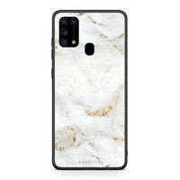 Thumbnail for Samsung M31 White Gold Marble θήκη από τη Smartfits με σχέδιο στο πίσω μέρος και μαύρο περίβλημα | Smartphone case with colorful back and black bezels by Smartfits