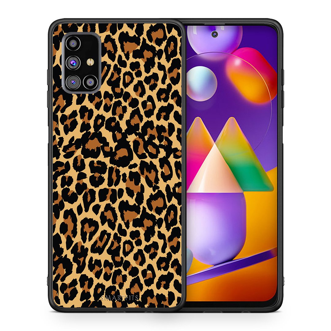 Θήκη Samsung M31s Leopard Animal από τη Smartfits με σχέδιο στο πίσω μέρος και μαύρο περίβλημα | Samsung M31s Leopard Animal case with colorful back and black bezels