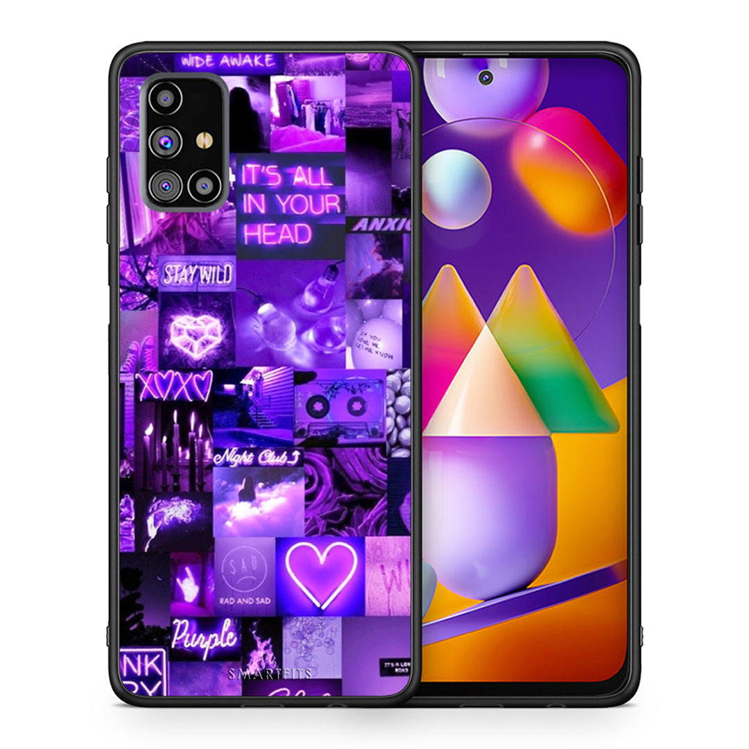 Θήκη Αγίου Βαλεντίνου Samsung M31s Collage Stay Wild από τη Smartfits με σχέδιο στο πίσω μέρος και μαύρο περίβλημα | Samsung M31s Collage Stay Wild case with colorful back and black bezels