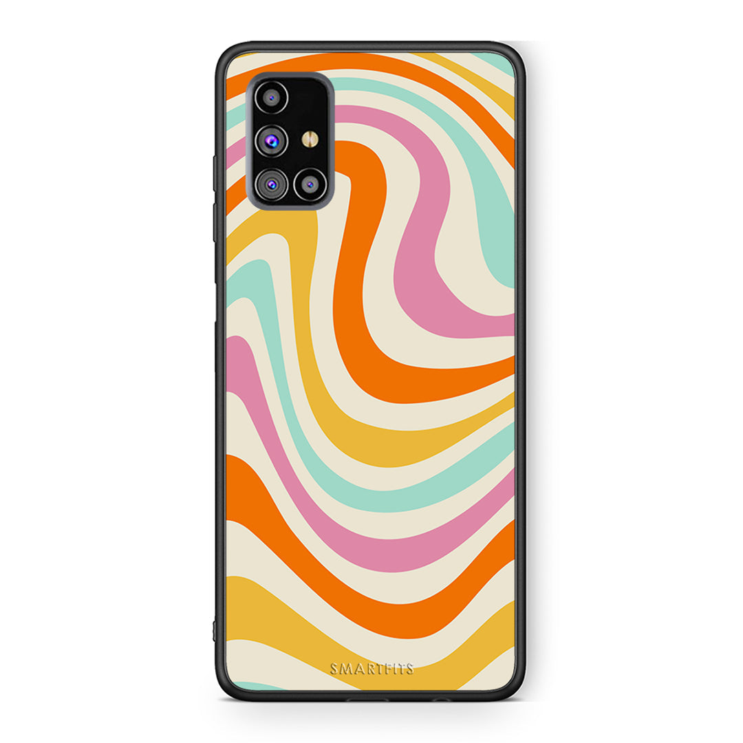 Samsung M31s Colourful Waves θήκη από τη Smartfits με σχέδιο στο πίσω μέρος και μαύρο περίβλημα | Smartphone case with colorful back and black bezels by Smartfits