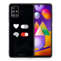 Thumbnail for Θήκη Αγίου Βαλεντίνου Samsung M31s Heart Vs Brain από τη Smartfits με σχέδιο στο πίσω μέρος και μαύρο περίβλημα | Samsung M31s Heart Vs Brain case with colorful back and black bezels
