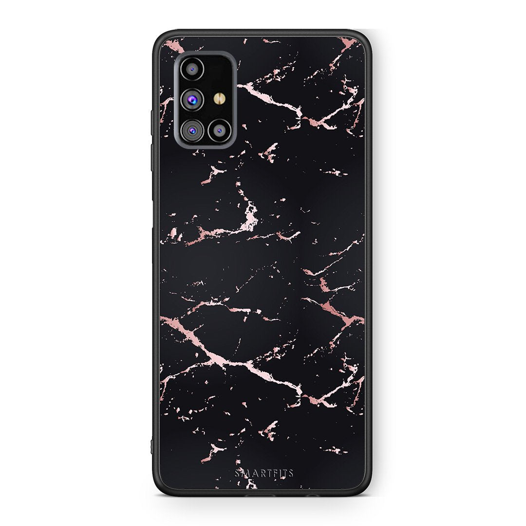 4 - Samsung M31s  Black Rosegold Marble case, cover, bumper