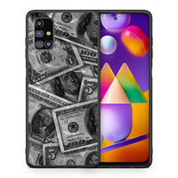 Thumbnail for Θήκη Samsung M31s Money Dollars από τη Smartfits με σχέδιο στο πίσω μέρος και μαύρο περίβλημα | Samsung M31s Money Dollars case with colorful back and black bezels