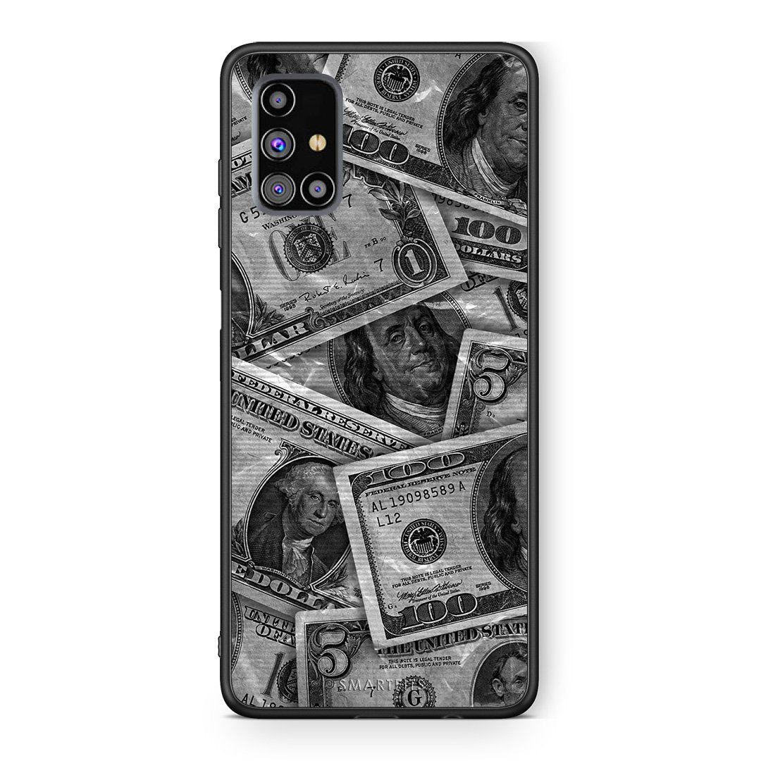 Samsung M31s Money Dollars θήκη από τη Smartfits με σχέδιο στο πίσω μέρος και μαύρο περίβλημα | Smartphone case with colorful back and black bezels by Smartfits