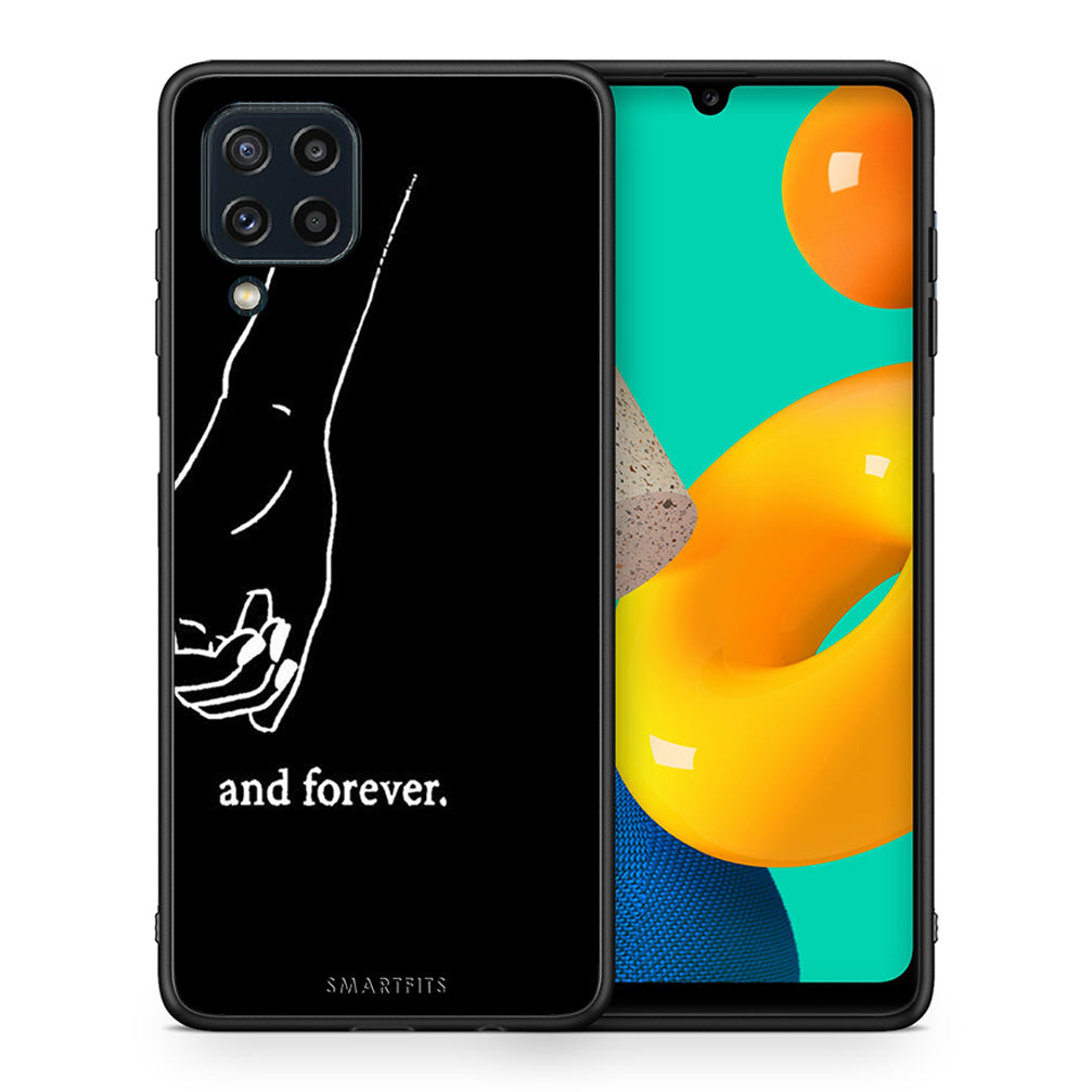 Θήκη Αγίου Βαλεντίνου Samsung M32 4G Always & Forever 2 από τη Smartfits με σχέδιο στο πίσω μέρος και μαύρο περίβλημα | Samsung M32 4G Always & Forever 2 case with colorful back and black bezels