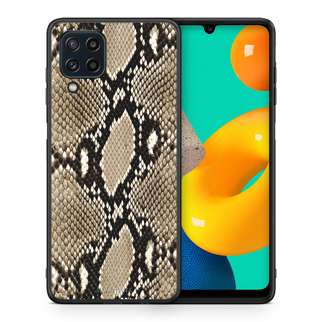 Θήκη Samsung M32 4G Fashion Snake Animal από τη Smartfits με σχέδιο στο πίσω μέρος και μαύρο περίβλημα | Samsung M32 4G Fashion Snake Animal case with colorful back and black bezels