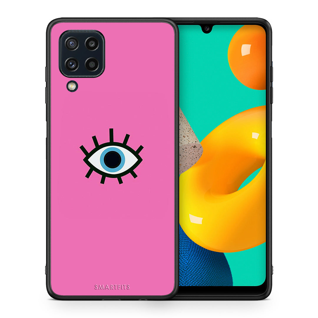 Θήκη Samsung M32 4G Blue Eye Pink από τη Smartfits με σχέδιο στο πίσω μέρος και μαύρο περίβλημα | Samsung M32 4G Blue Eye Pink case with colorful back and black bezels