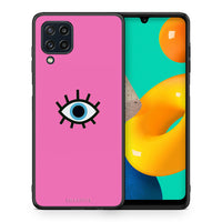 Thumbnail for Θήκη Samsung M32 4G Blue Eye Pink από τη Smartfits με σχέδιο στο πίσω μέρος και μαύρο περίβλημα | Samsung M32 4G Blue Eye Pink case with colorful back and black bezels