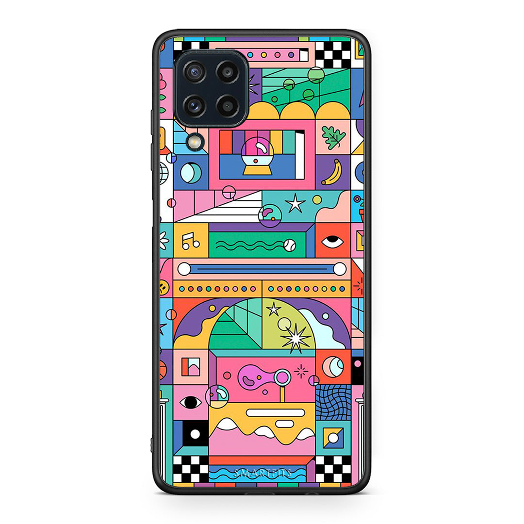 Samsung M32 4G Bubbles Soap θήκη από τη Smartfits με σχέδιο στο πίσω μέρος και μαύρο περίβλημα | Smartphone case with colorful back and black bezels by Smartfits