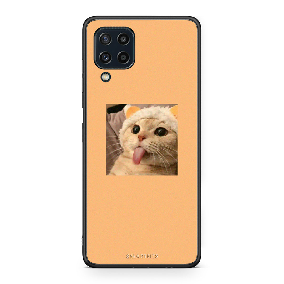 Samsung M32 4G Cat Tongue θήκη από τη Smartfits με σχέδιο στο πίσω μέρος και μαύρο περίβλημα | Smartphone case with colorful back and black bezels by Smartfits