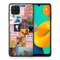 Thumbnail for Θήκη Αγίου Βαλεντίνου Samsung M32 4G Collage Bitchin από τη Smartfits με σχέδιο στο πίσω μέρος και μαύρο περίβλημα | Samsung M32 4G Collage Bitchin case with colorful back and black bezels