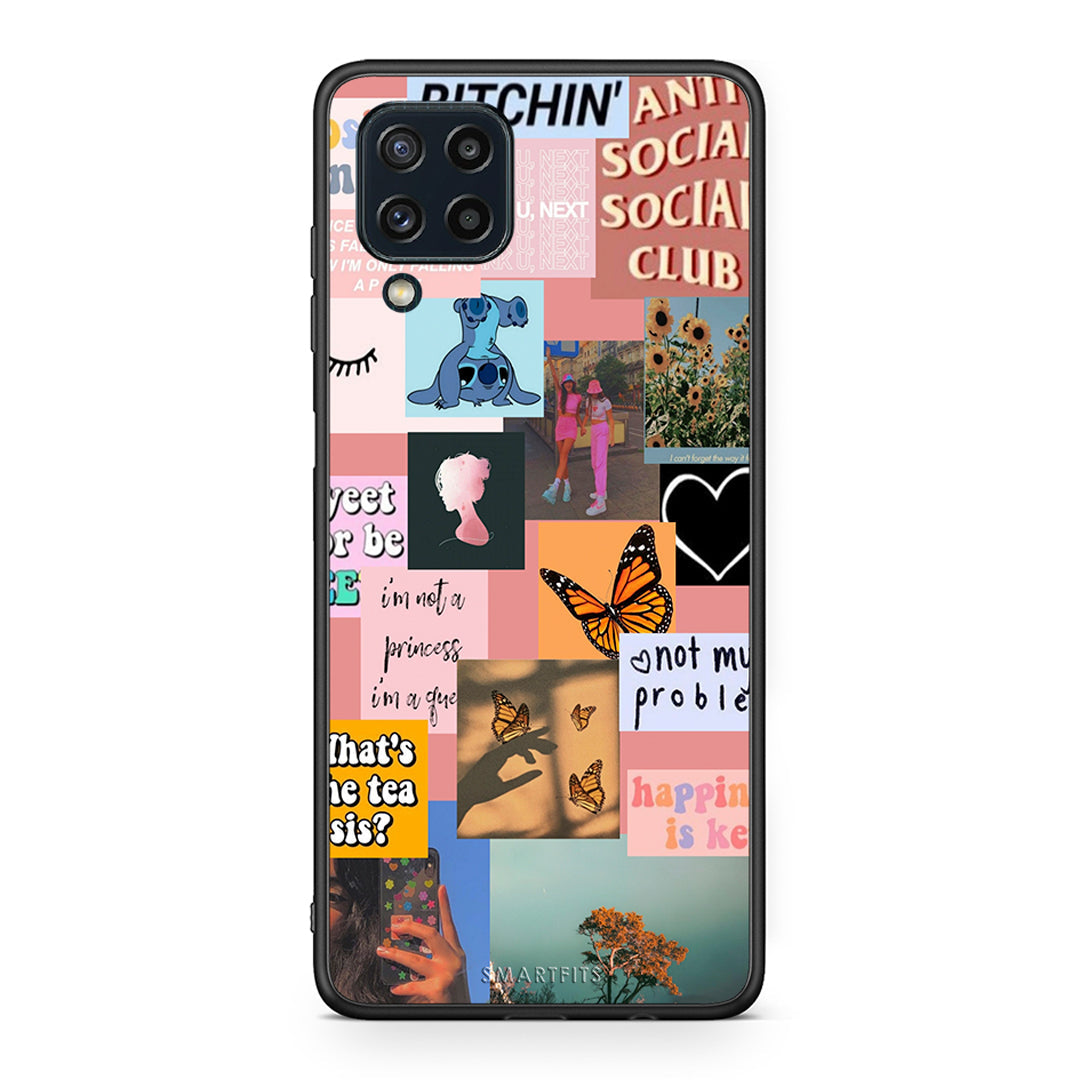 Samsung M32 4G Collage Bitchin Θήκη Αγίου Βαλεντίνου από τη Smartfits με σχέδιο στο πίσω μέρος και μαύρο περίβλημα | Smartphone case with colorful back and black bezels by Smartfits