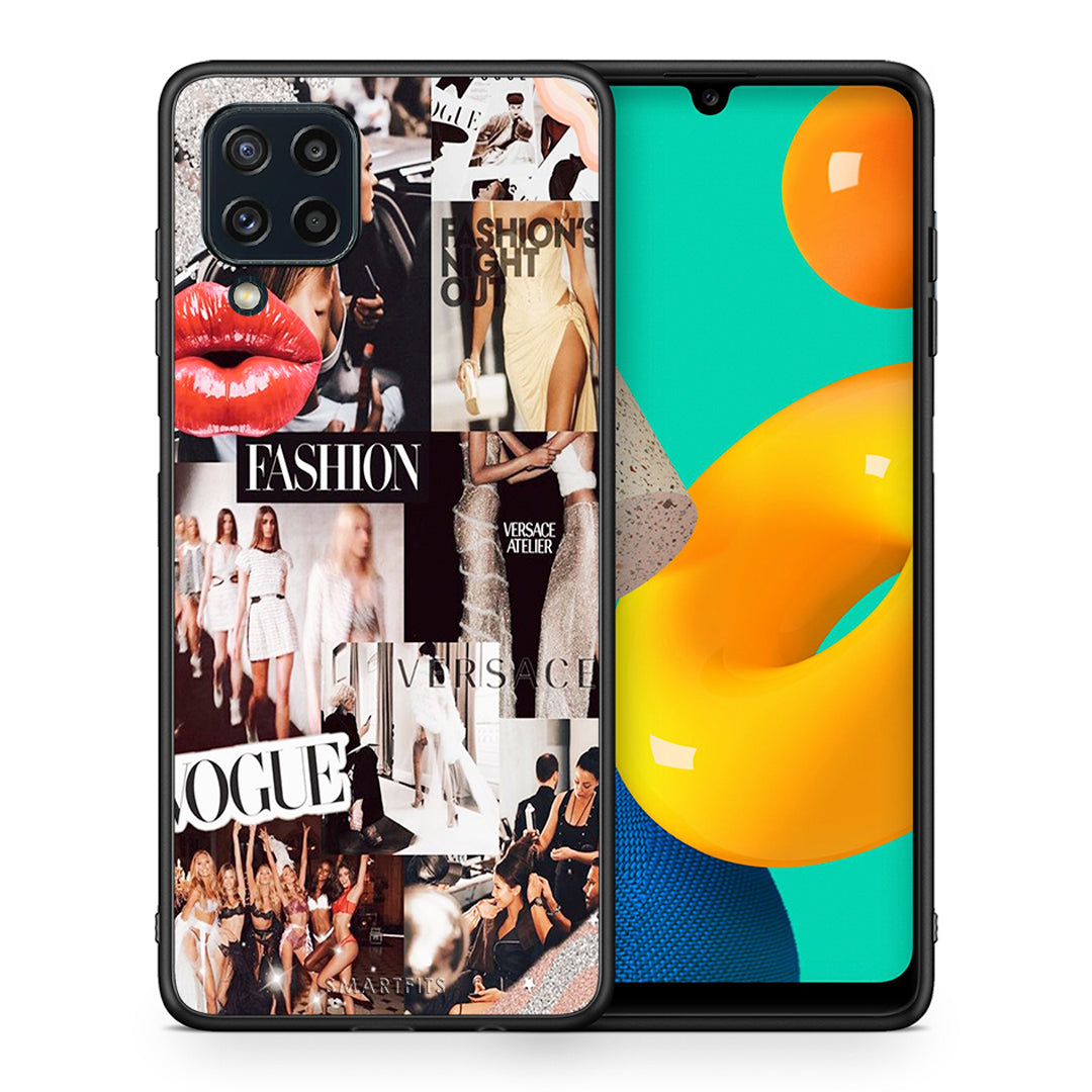 Θήκη Αγίου Βαλεντίνου Samsung M32 4G Collage Fashion από τη Smartfits με σχέδιο στο πίσω μέρος και μαύρο περίβλημα | Samsung M32 4G Collage Fashion case with colorful back and black bezels