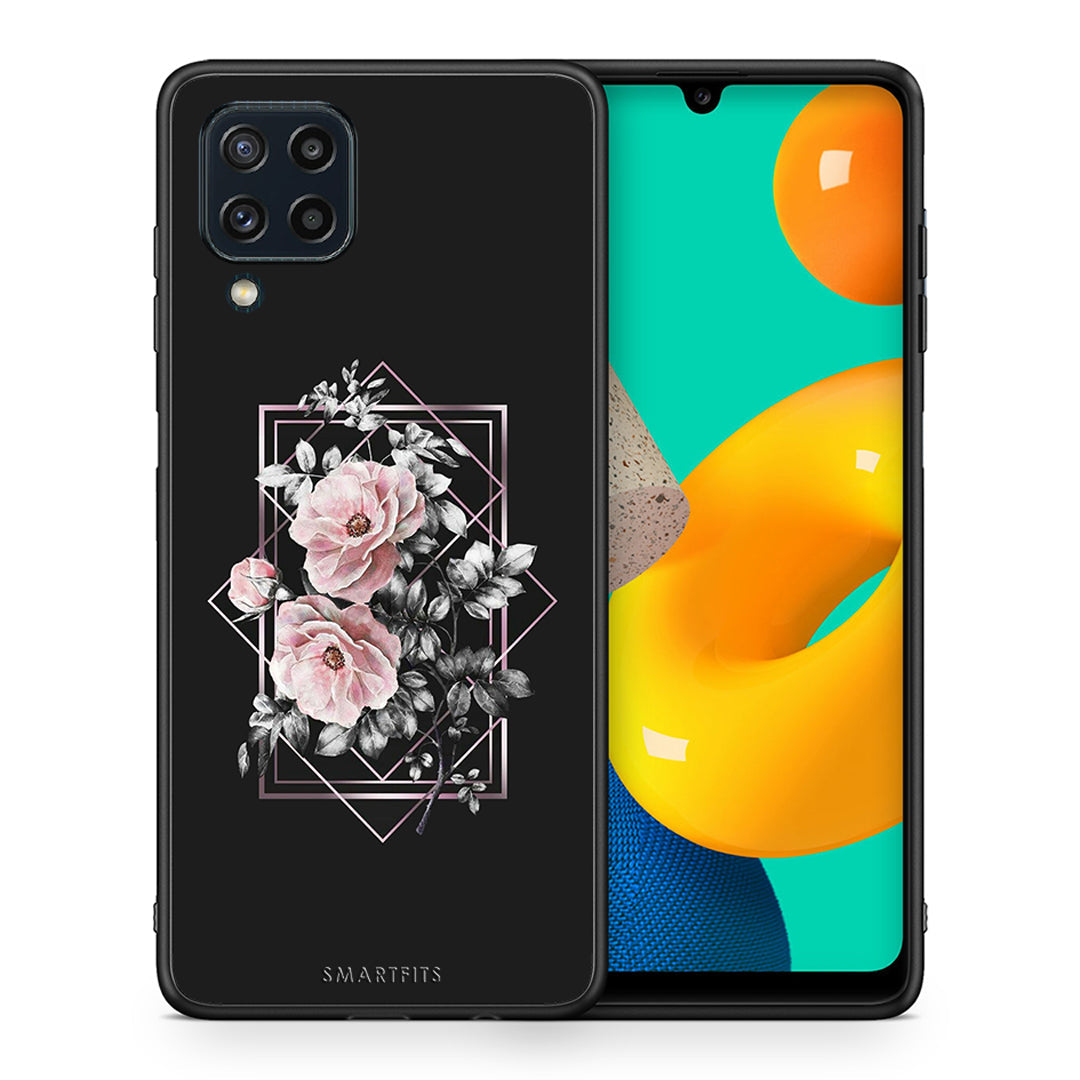 Θήκη Samsung M32 4G Frame Flower από τη Smartfits με σχέδιο στο πίσω μέρος και μαύρο περίβλημα | Samsung M32 4G Frame Flower case with colorful back and black bezels