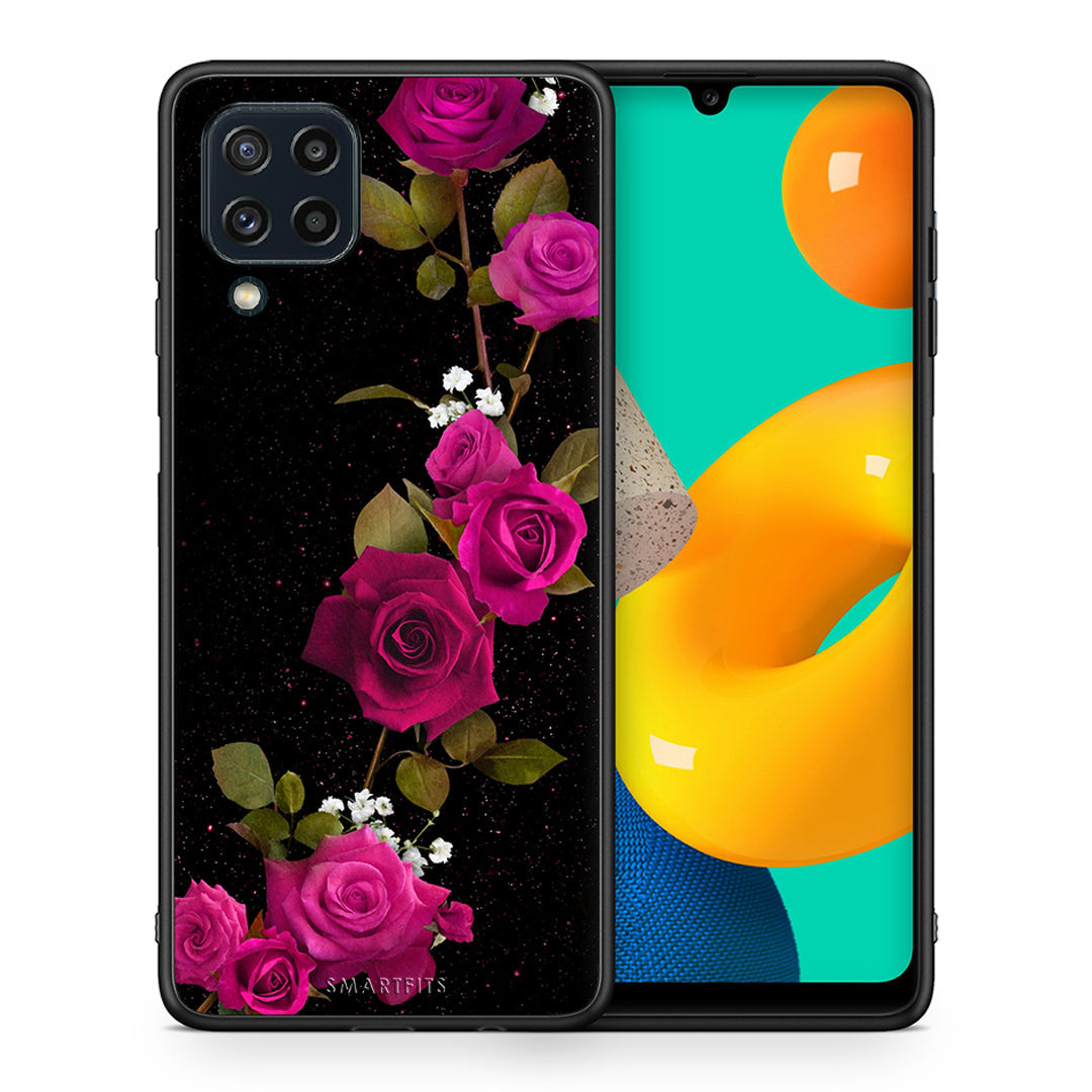 Θήκη Samsung M32 4G Red Roses Flower από τη Smartfits με σχέδιο στο πίσω μέρος και μαύρο περίβλημα | Samsung M32 4G Red Roses Flower case with colorful back and black bezels