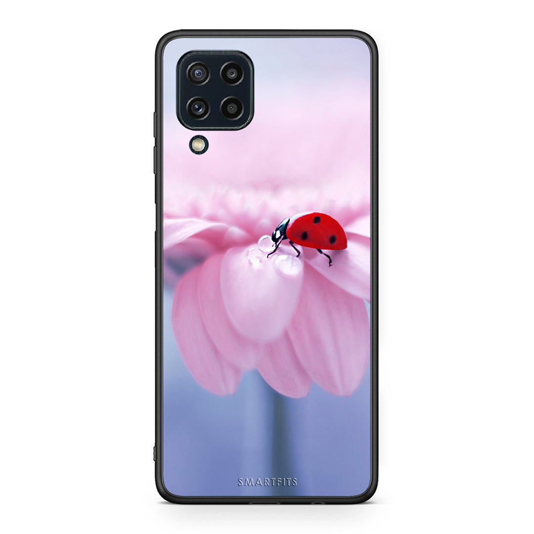 Samsung M32 4G Ladybug Flower θήκη από τη Smartfits με σχέδιο στο πίσω μέρος και μαύρο περίβλημα | Smartphone case with colorful back and black bezels by Smartfits